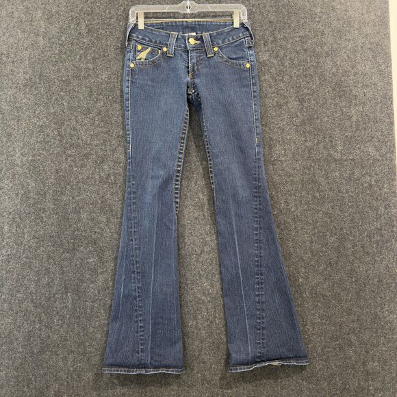 True Religion Denim - True Religion Joey Jeans Women's 25 Blue Flare Made in USA Distressed Stitching